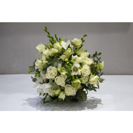 WHITE ROSE AND FREESIA BRIDESMAID BOUQUET